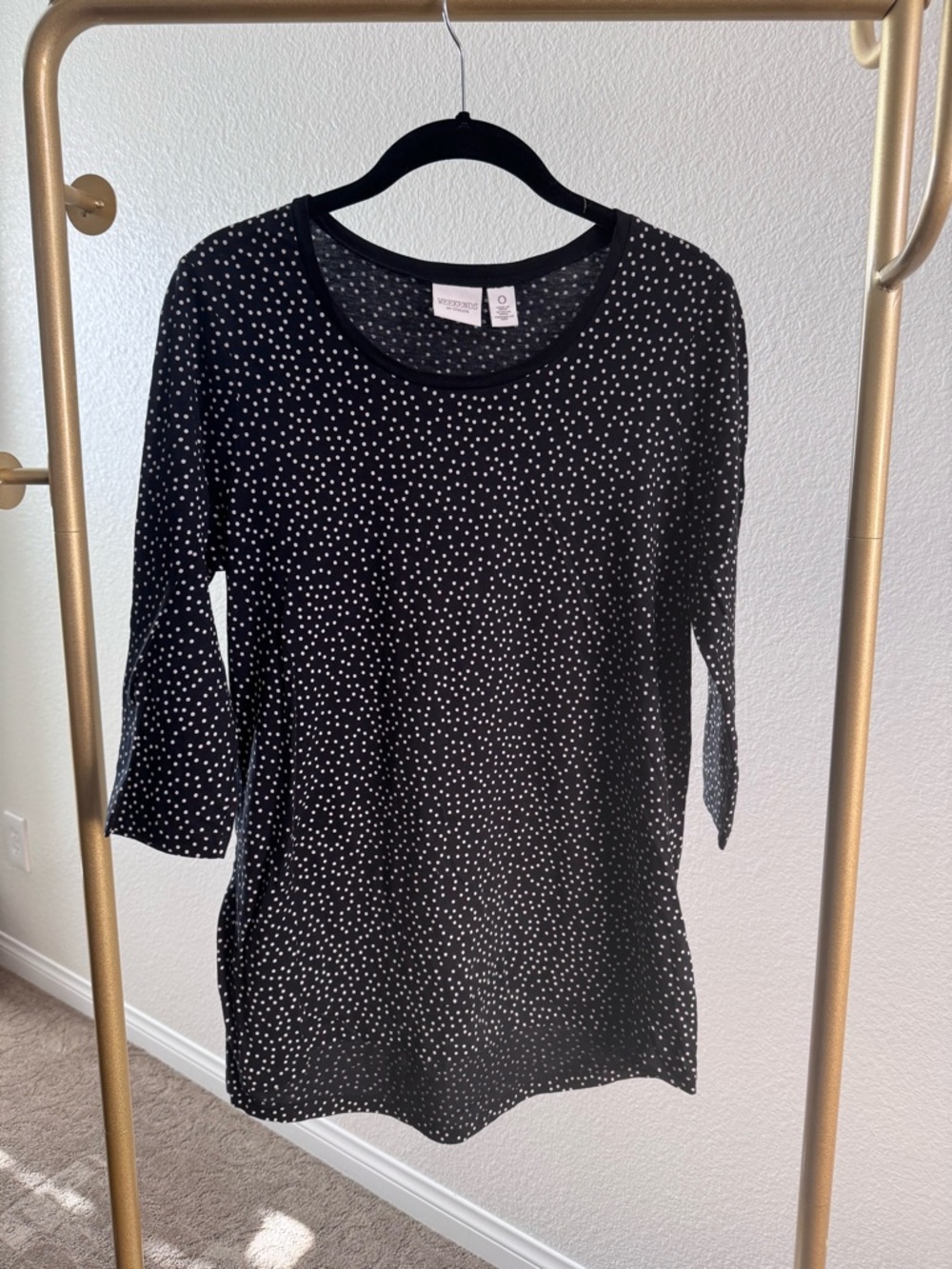 Chico’s Women’s Black Polka Dot lightweight 3/4 Sleeve Top